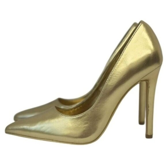 OLIVIA FERGUSON / Kiara / Gold / Pointed-Toe / High Heel Pumps / Size 8 / Faux L - Picture 2 of 7